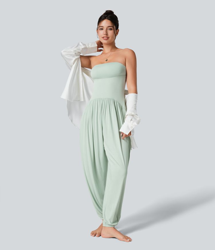 Mono bolsillo lateral plisado sin espalda tubo acanalado