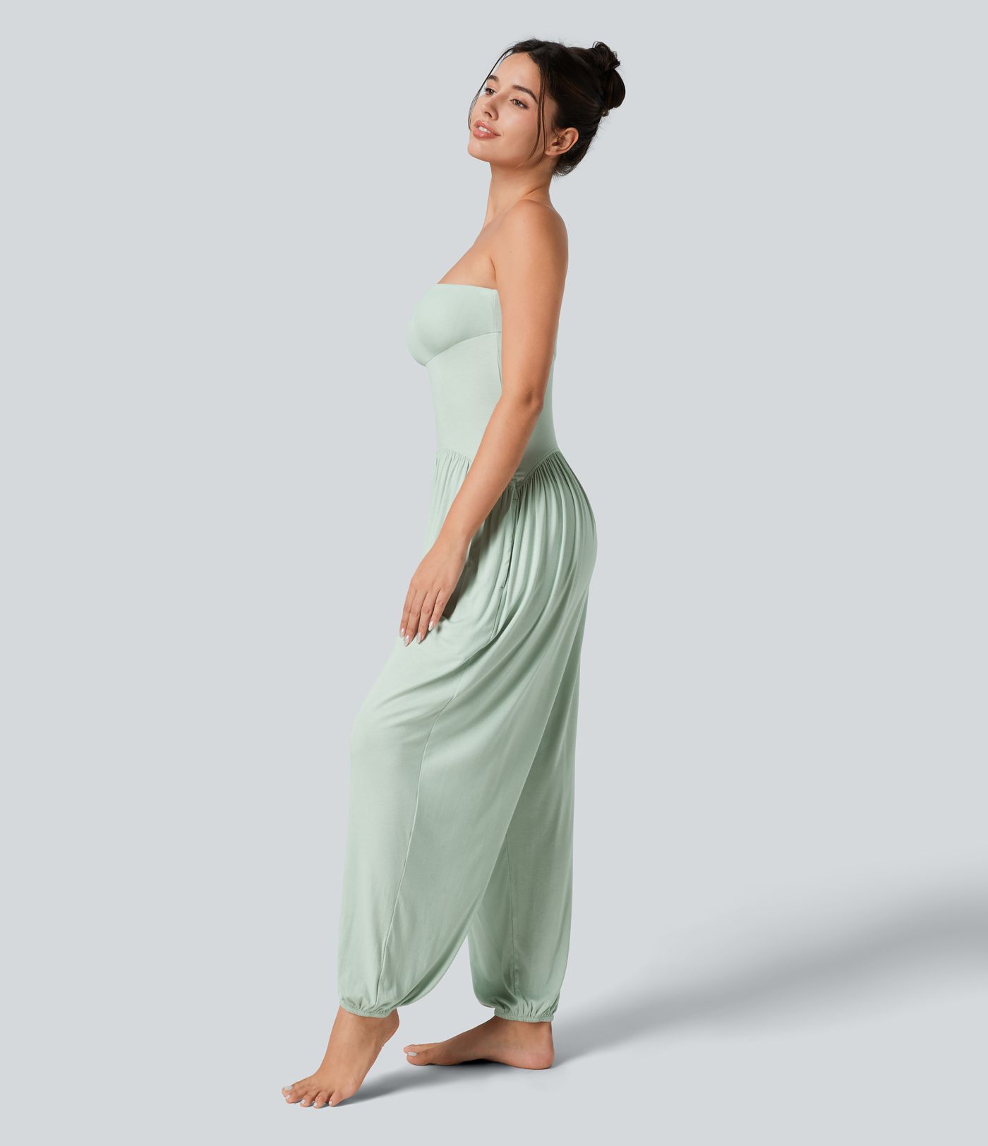 Mono bolsillo lateral plisado sin espalda tubo acanalado