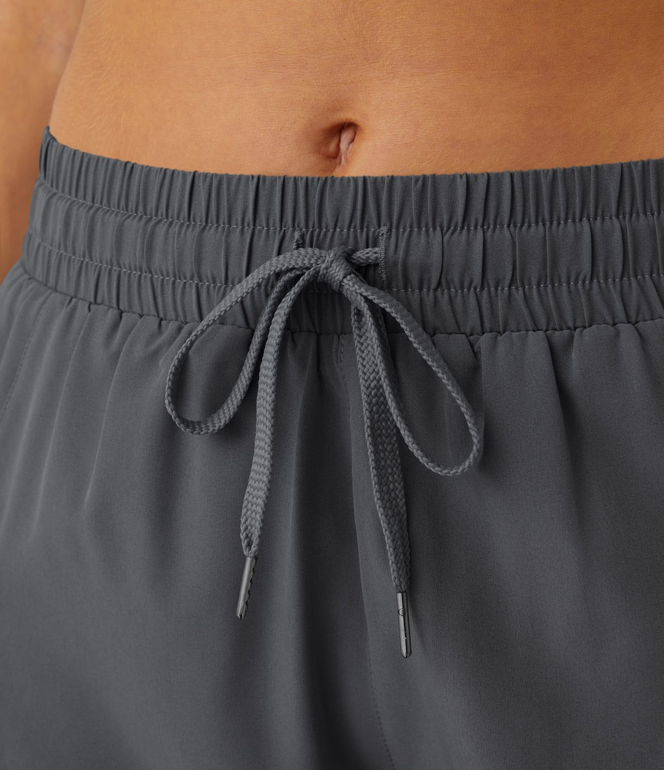 Mid Rise Drawstring Contrast Mesh 2-in-1 Flowy Running Shorts 3''