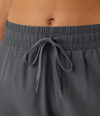 Mid Rise Drawstring Contrast Mesh 2-in-1 Flowy Running Shorts 3''