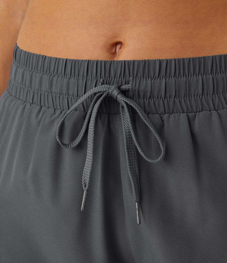 Mid Rise Drawstring Contrast Mesh 2-in-1 Flowy Running Shorts 3''