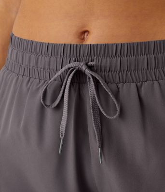 Mid Rise Drawstring Contrast Mesh 2-in-1 Flowy Running Shorts 3''