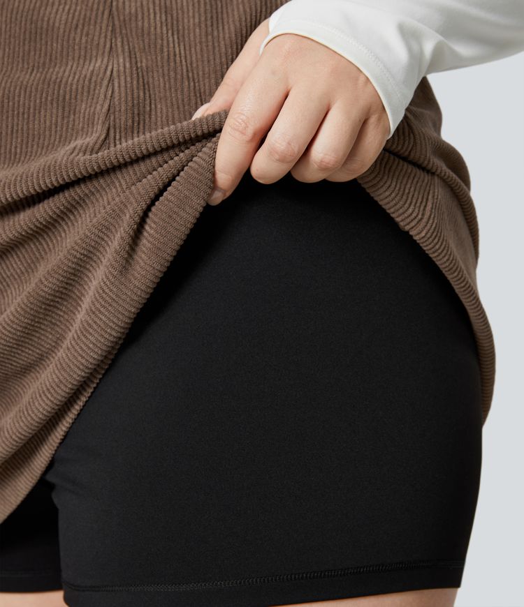 Falda mini pana talla plus 2 en 1 cremallera invisible tiro alto