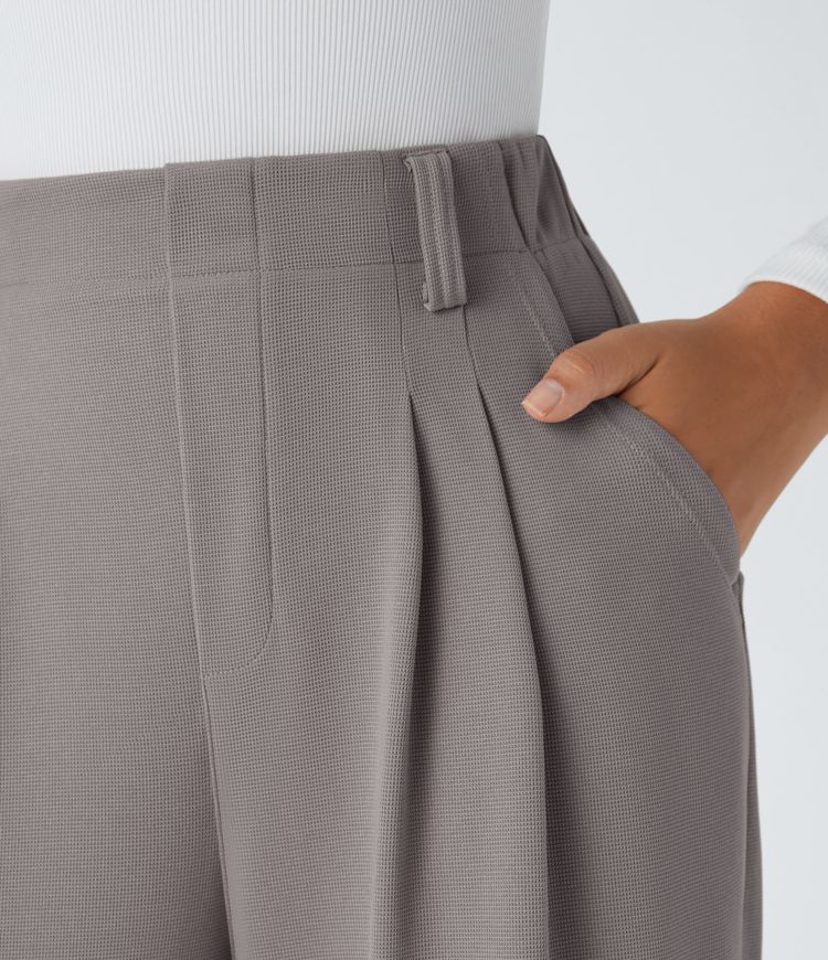 Halara Flex™ High Waisted Side Pocket Wide Leg Waffle Work Trousers