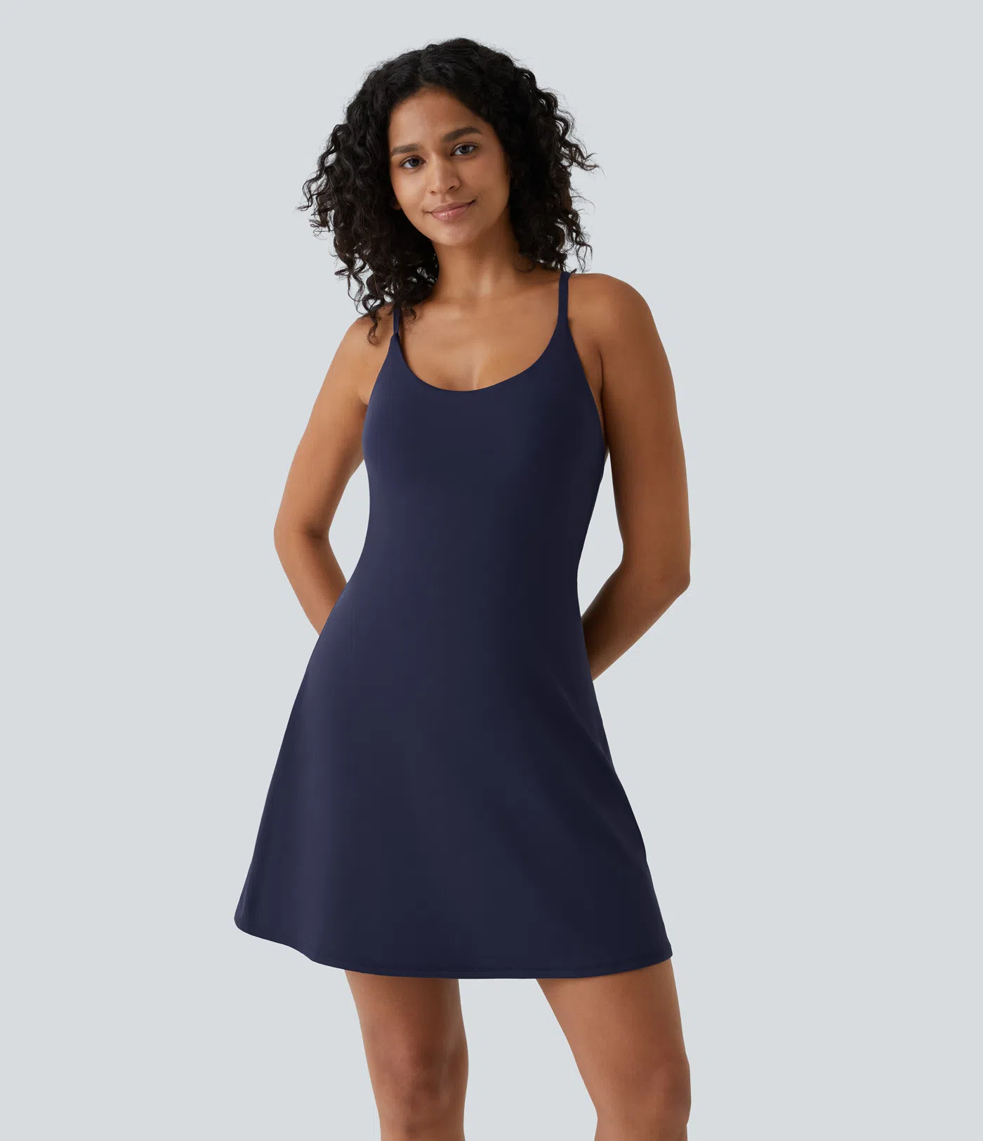 Everyday Softlyzero™ Plush Backless 2-in-1 Flare Activity Dress-Wannabe-Longer Length & Adjustable Straps