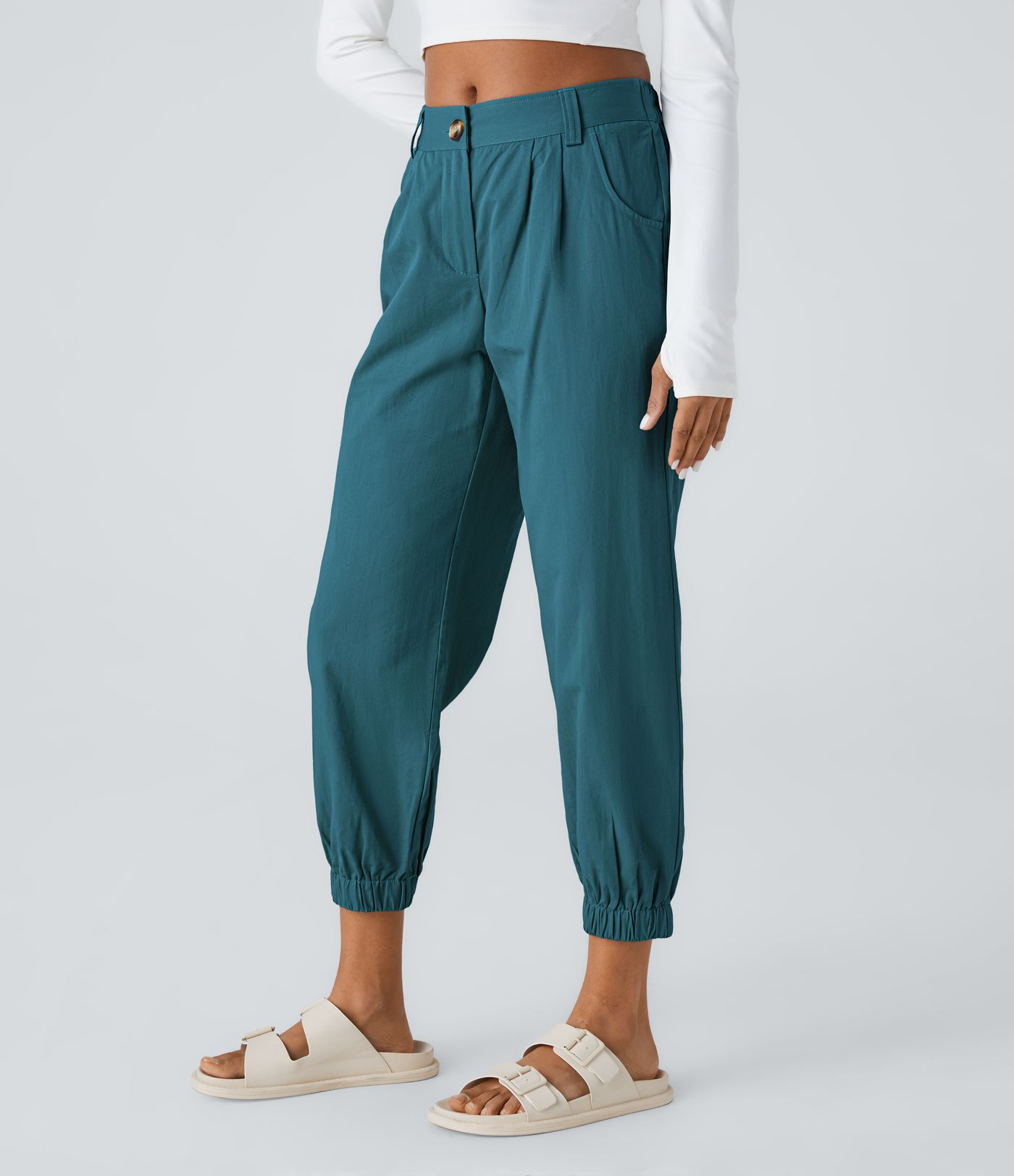 Mid Rise Casual Cotton Joggers with Pockets