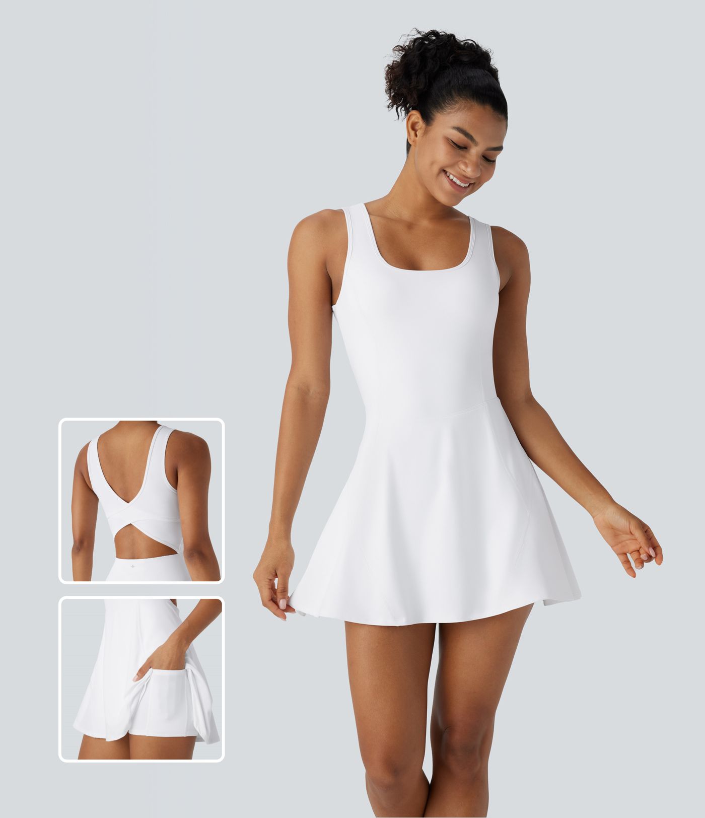 SoftlyZero™ Airy U Neck 2-in-1 Pocket Mini Cool Touch Dance Active Dress