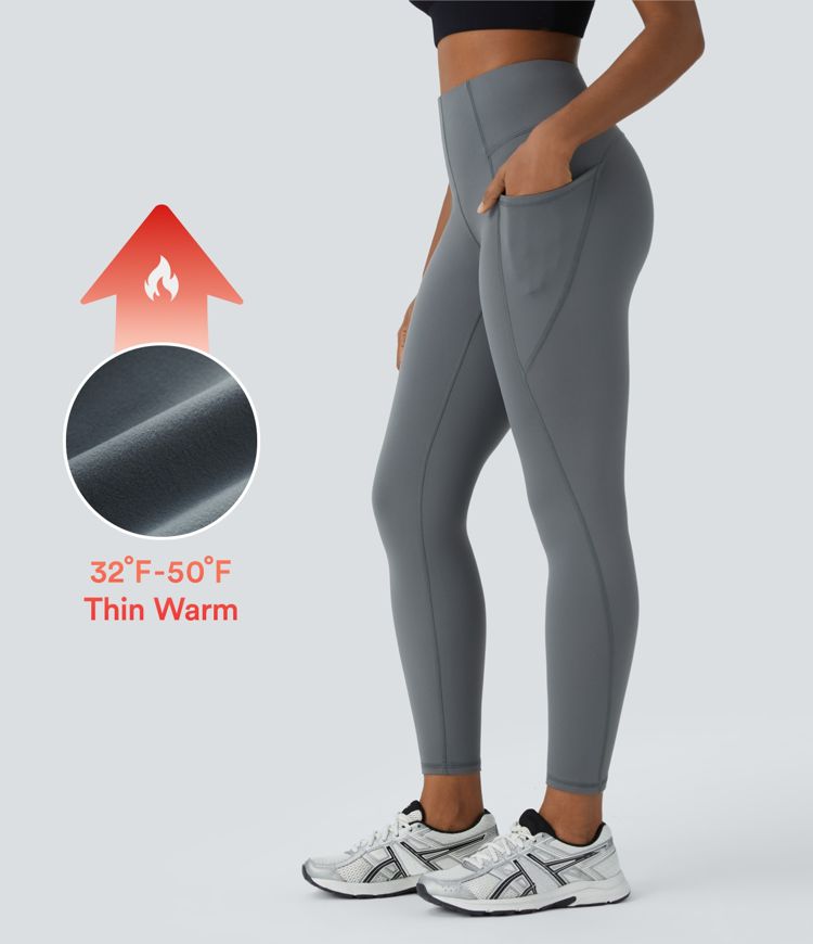 Famulily Leggings A Costine A Vita Alta Per Donne UK, Leggings Elasticizzati Slim Fit Da Donna Per Autunno Inverno Caldi, Beige, S/sottile