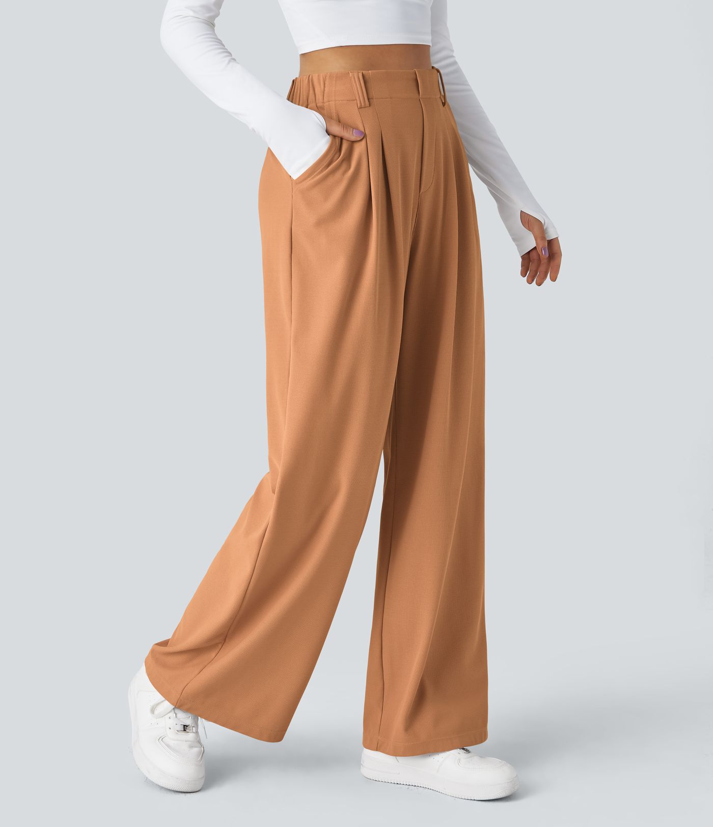 Halara Flex™ High Waisted Pocket Wide Leg Waffle Work Pants