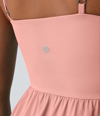 Breezeful™ Rückenfreies, lässiges, 2-teiliges Flowy-Midikleid mit Seitentaschen und asymmetrischem Crossover-Saum, schnell trocknend