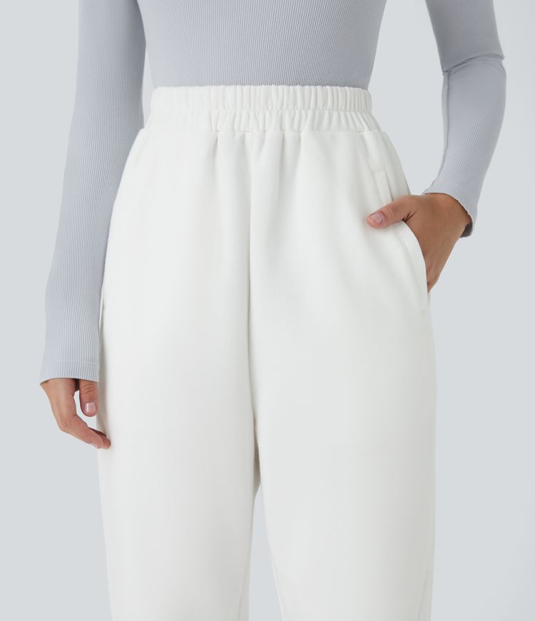 Jogging en polaire taille haute avec poches latérales