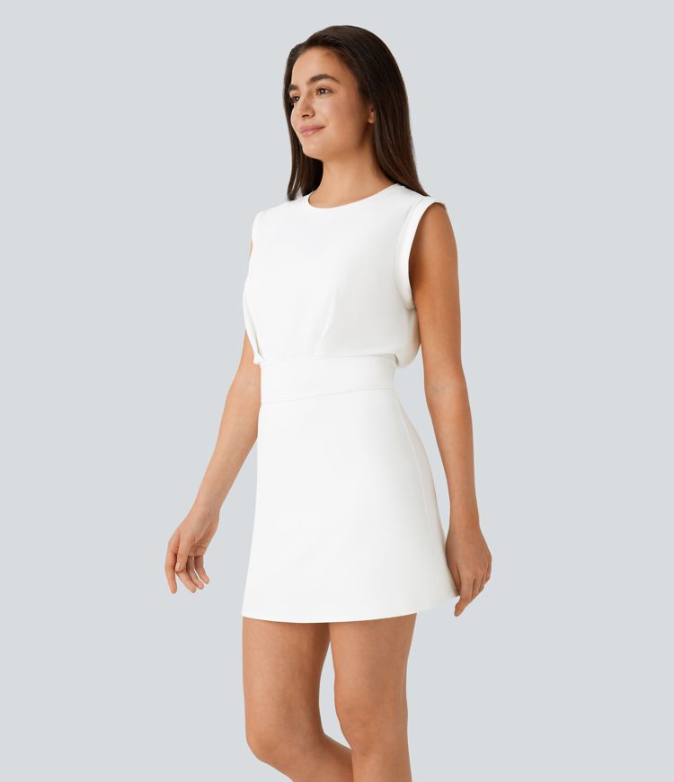 Sleeveless Plicated 2-Piece Set Side Pocket Mini Quick Dry Pickleball Active Dress