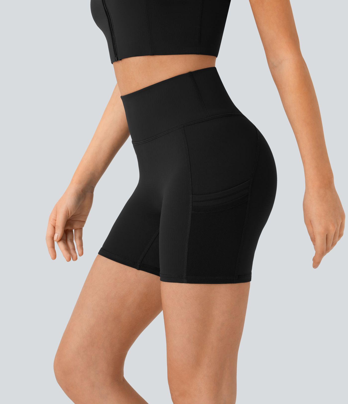 Short cycliste yoga 12,5 cm taille haute avec mesh contrastant DayStretch avec poches