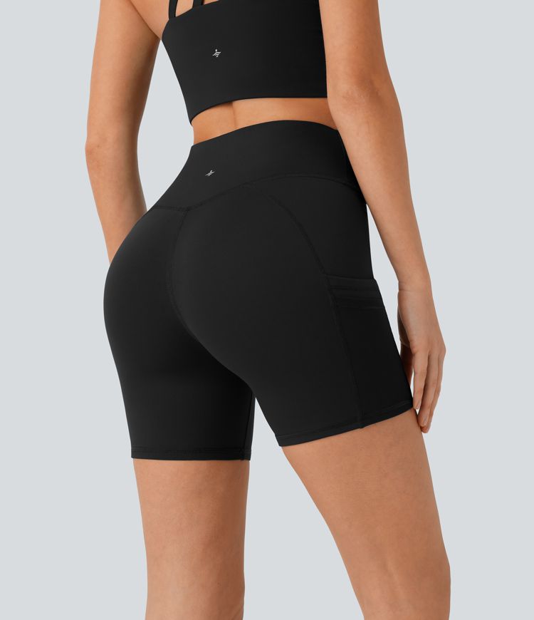 Short cycliste yoga 12,5 cm taille haute avec mesh contrastant DayStretch avec poches