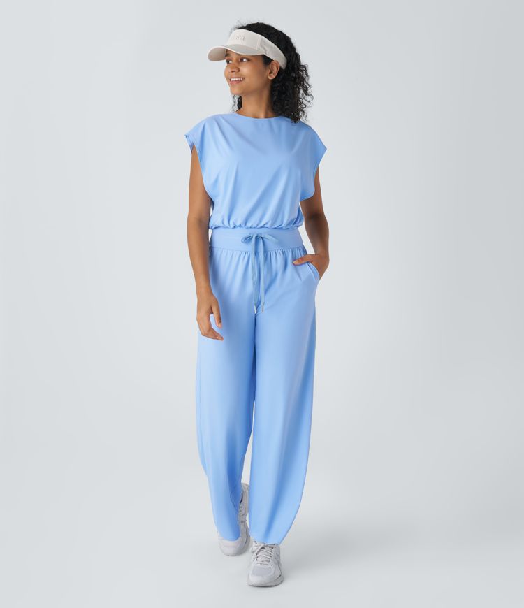 G-Hook cutout drawstring side pocket cool touch outdoor jumpsuit