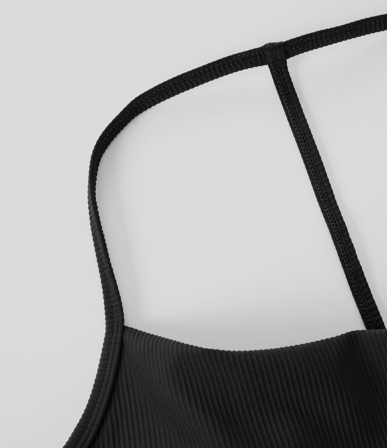 Rib Knit Low Support Halter Backless Solid Cropped Yoga Sports Bra