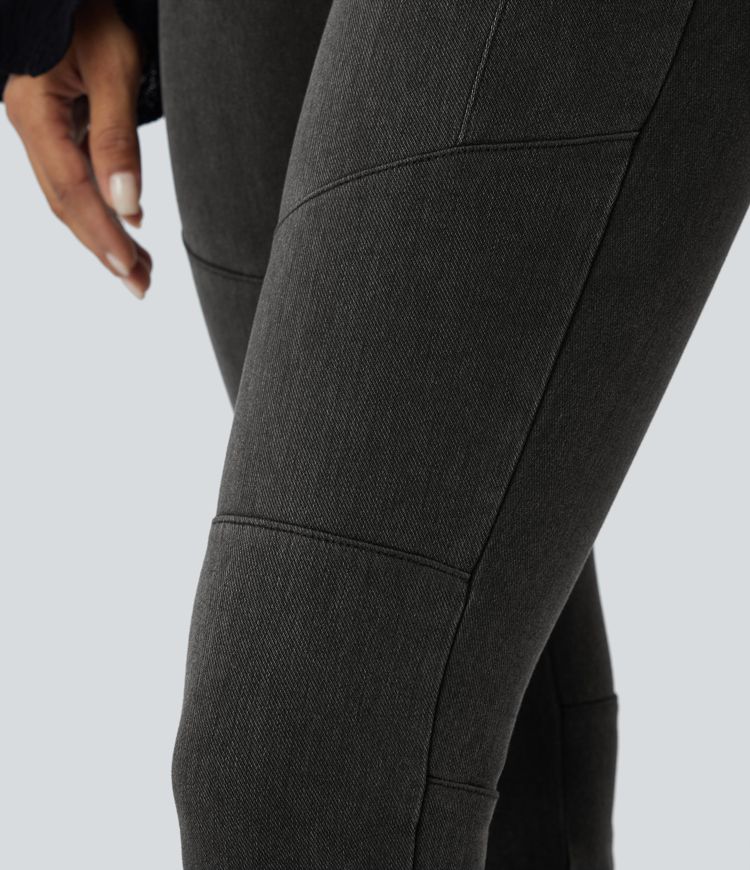 Halara Flex™ High Waist Multi Pocket 7/8 Stretch Knit Denim Casual Biker Leggings