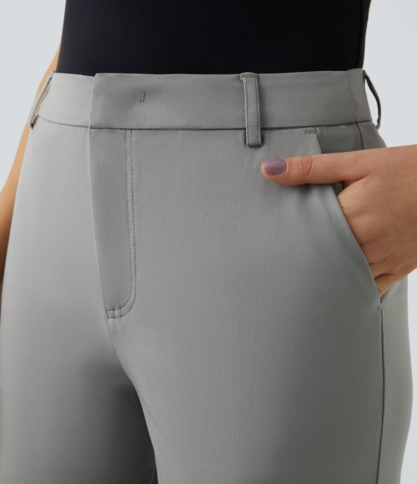 ミッドライズ サイドポケット ストレートレッグ ワークパンツ