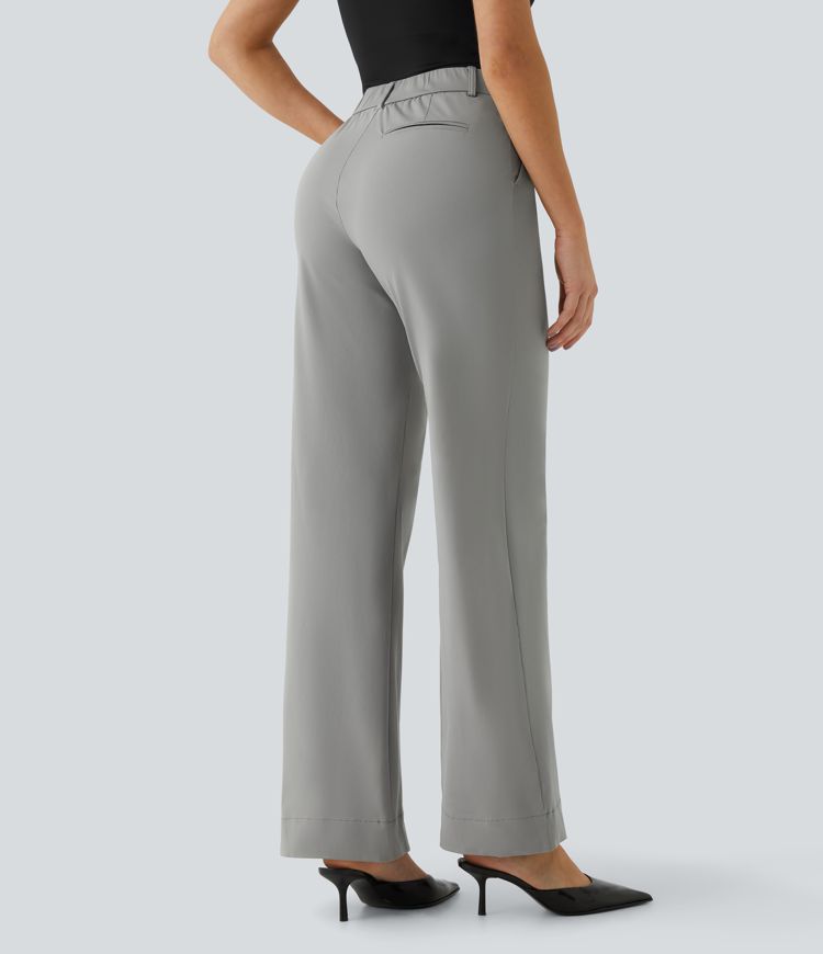Mid Rise Side Pocket Straight Leg Work Pants