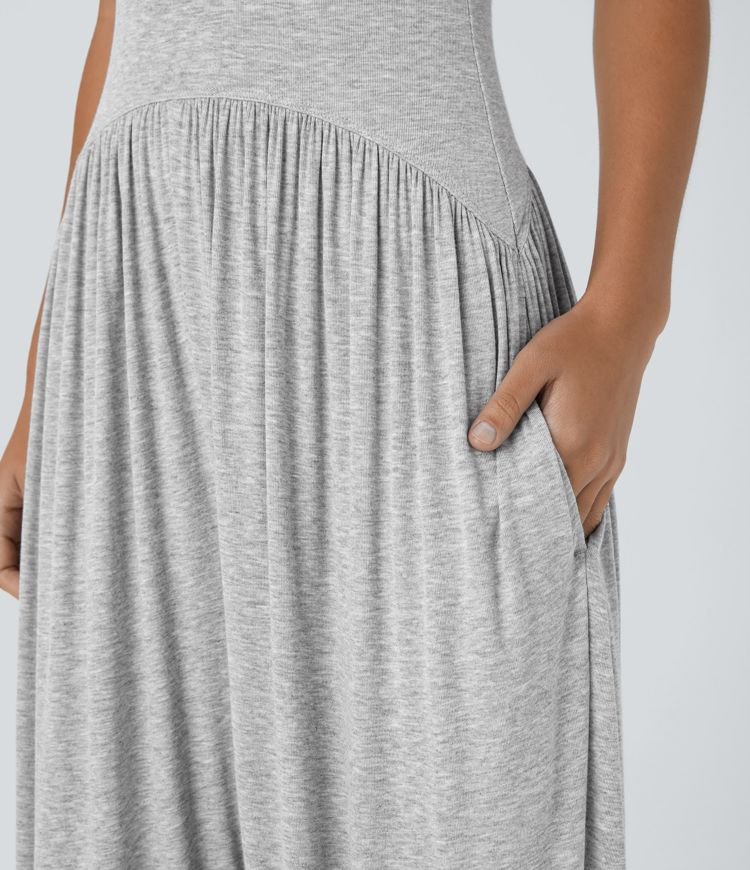 Ribbed Tube Backless Side Pocket Casual Jumpsuit