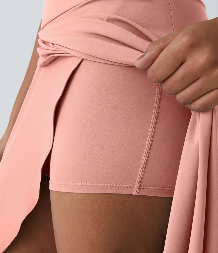 Falda Breezeful™ larga regular tiro alto volante alto bajo 2 en 1 fluida secado rápido