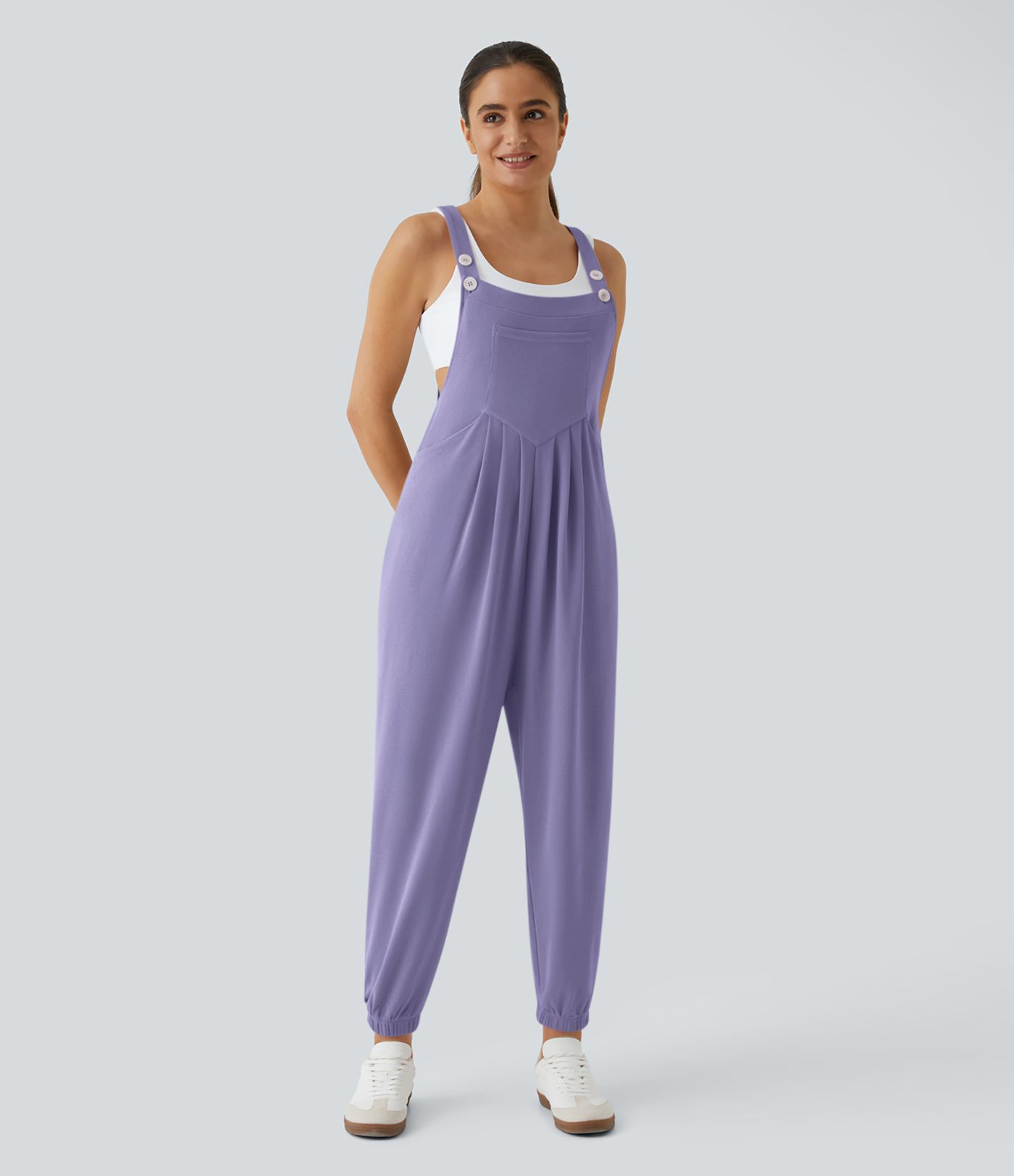 Pockets Waffle Casual Jogger Overalls