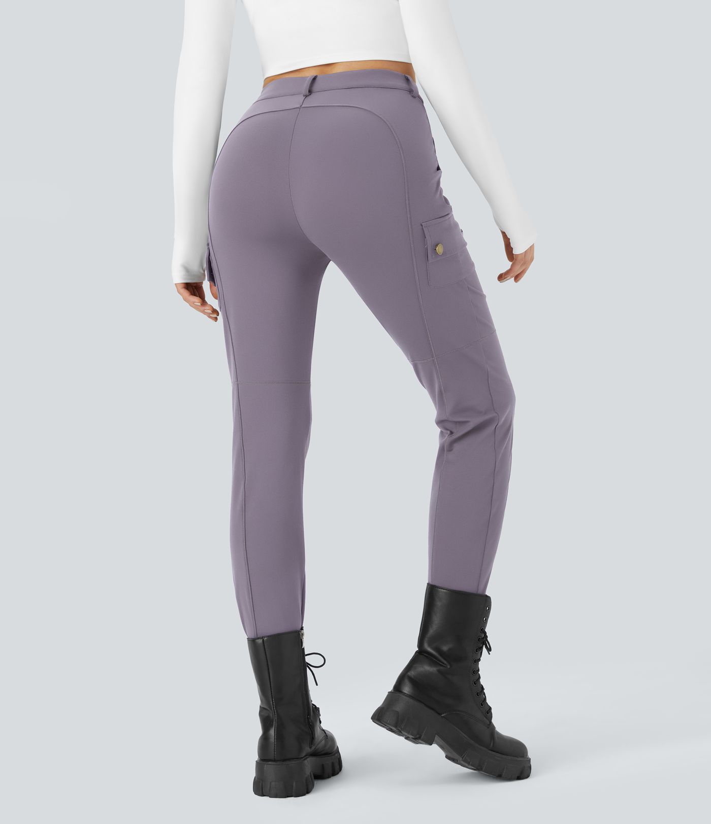 DayStretch High Waisted Zipper Pockets Solid Skinny Cargo Pants