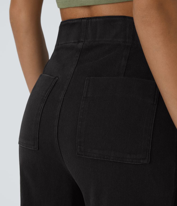 Halara Flex™ High Waisted Pockets Washed Casual Wide Leg Jeans