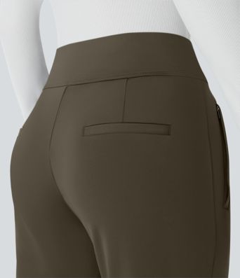 Halara Flex™ Yüksek belli, yan cepli ve fermuarlı geniş paça iş pantolonu