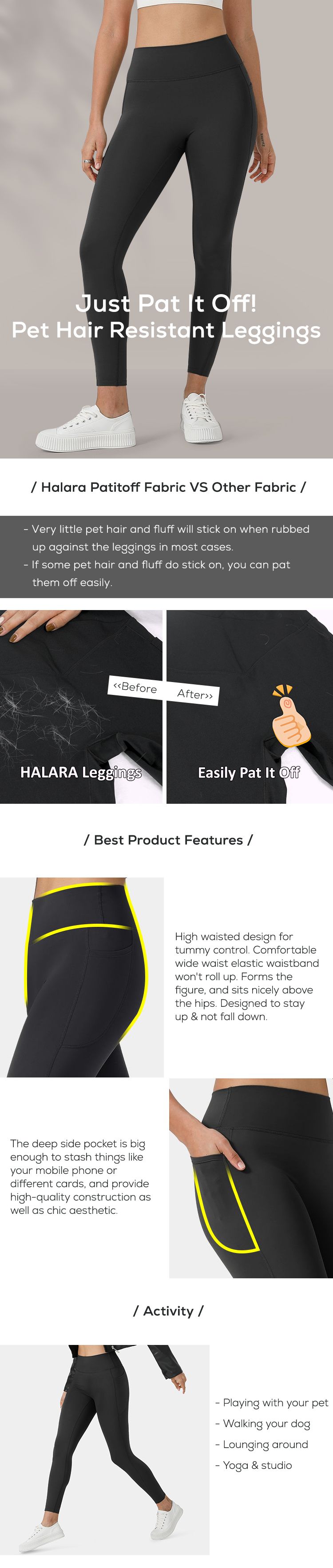 Women’s Patitoff® Pet Hair Resistant High Waisted Side Pocket Leggings