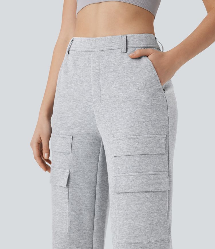 High Waisted Pockets Straight Leg Hiking Cargo Pants