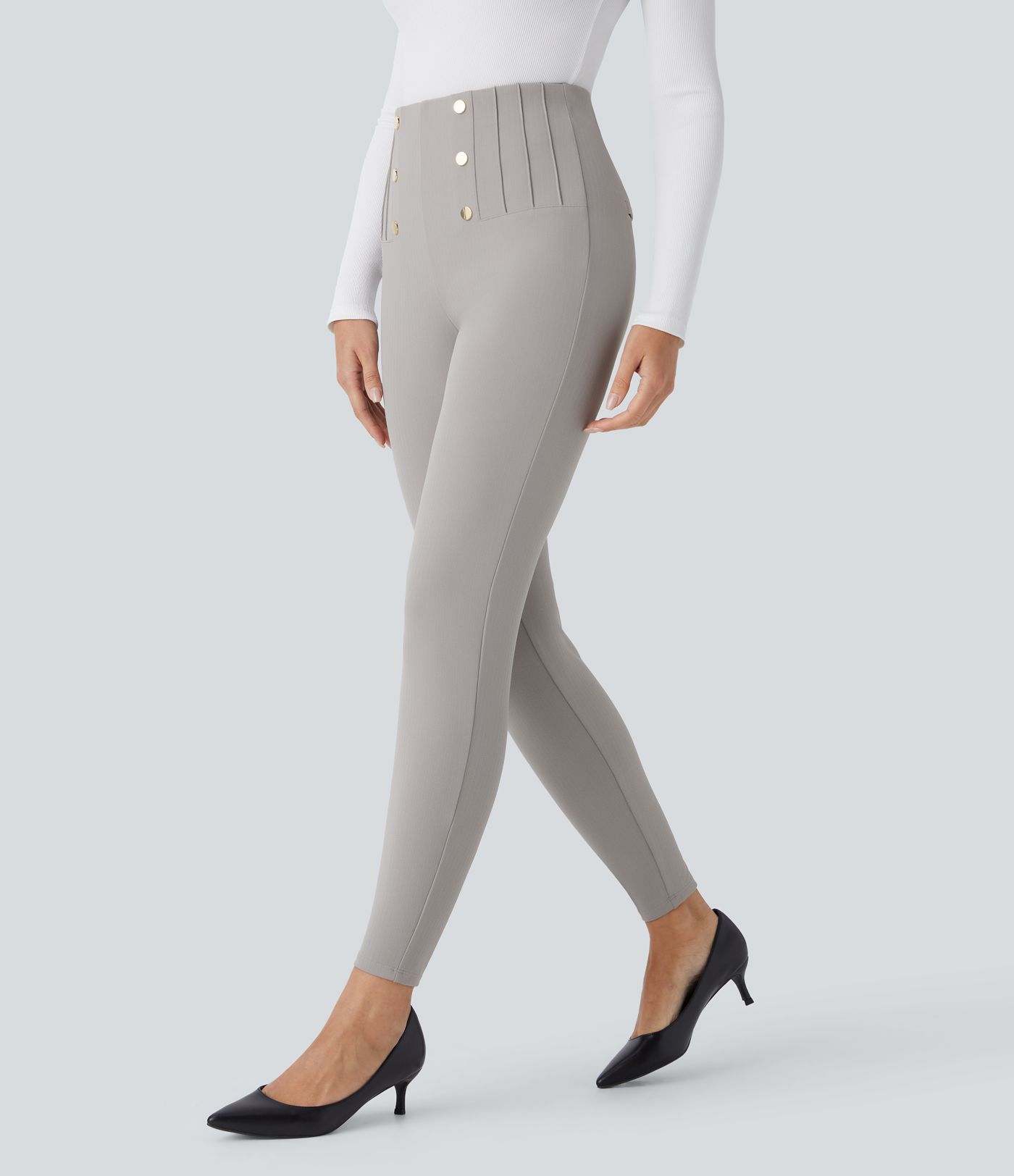 Legging de Travail SoCinched à Taille Haute avec Contrôle du Ventre, Poches Décoratives à Fermeture Éclair au Dos et Motif Chevrons