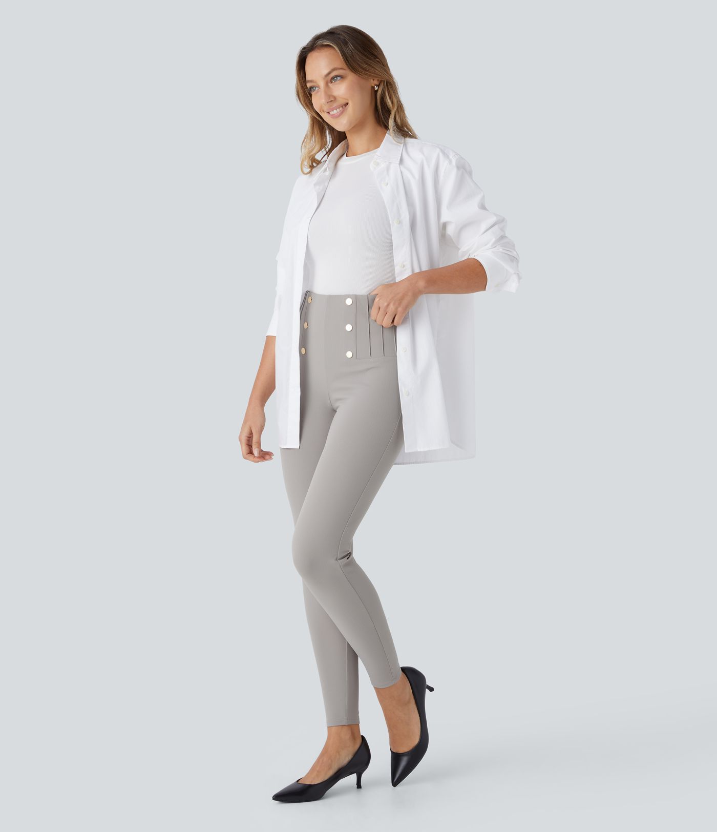 Legging de Travail SoCinched à Taille Haute avec Contrôle du Ventre, Poches Décoratives à Fermeture Éclair au Dos et Motif Chevrons