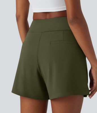 DayStretch High Waisted Pocket Wide Leg Work Shorts