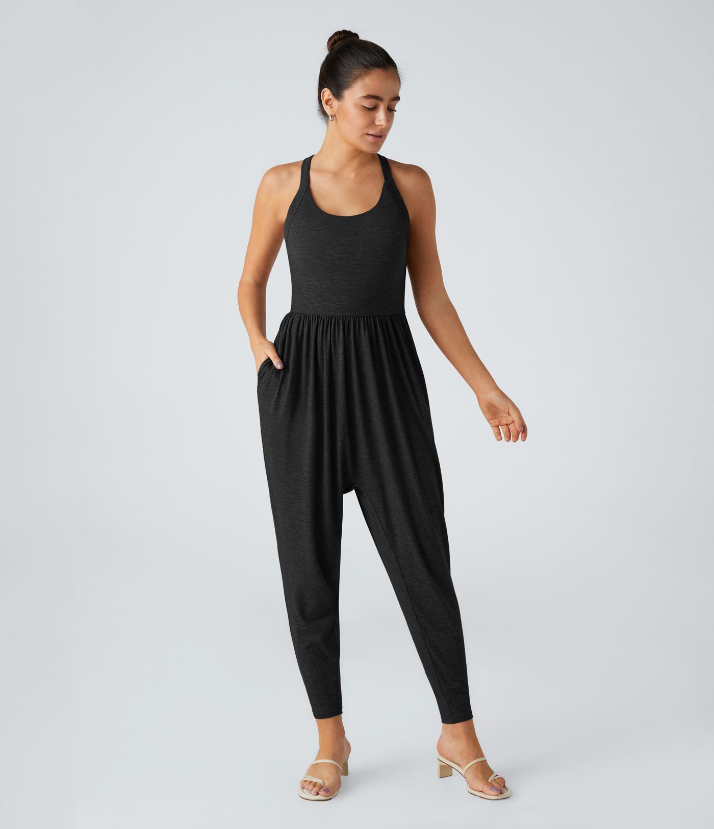 U Neck Pocket Harem Casual Jumpsuit-Easy Peezy Edition