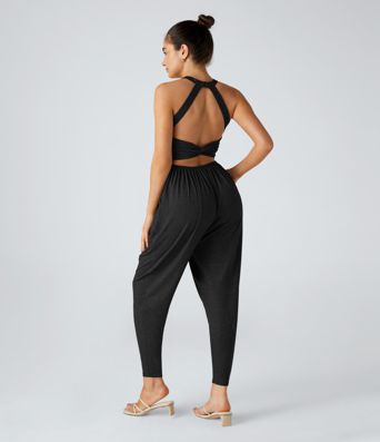 U Neck Pocket Harem Casual Jumpsuit-Easy Peezy Edition
