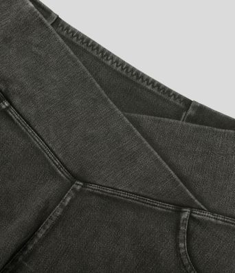 Halara Flex™ High Waisted Crossover Pocket Denim Casual Shorts 3"