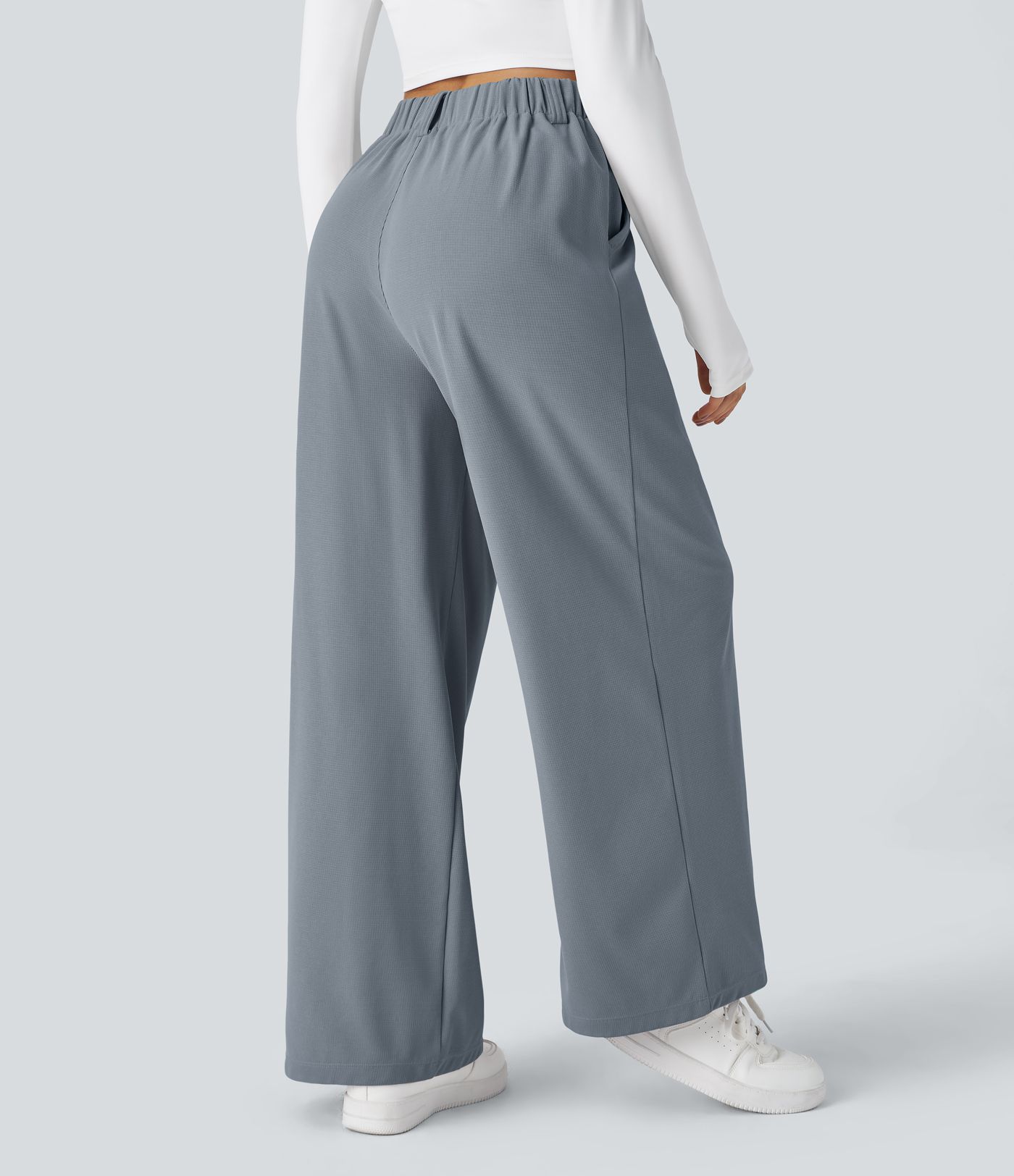 Halara Flex™ High Waisted Pocket Wide Leg Waffle Work Trousers