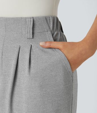 Halara Flex™ dehnbare Stoffhose mit hohem Bund, Waffelmuster, Seitentaschen und weitem Bein