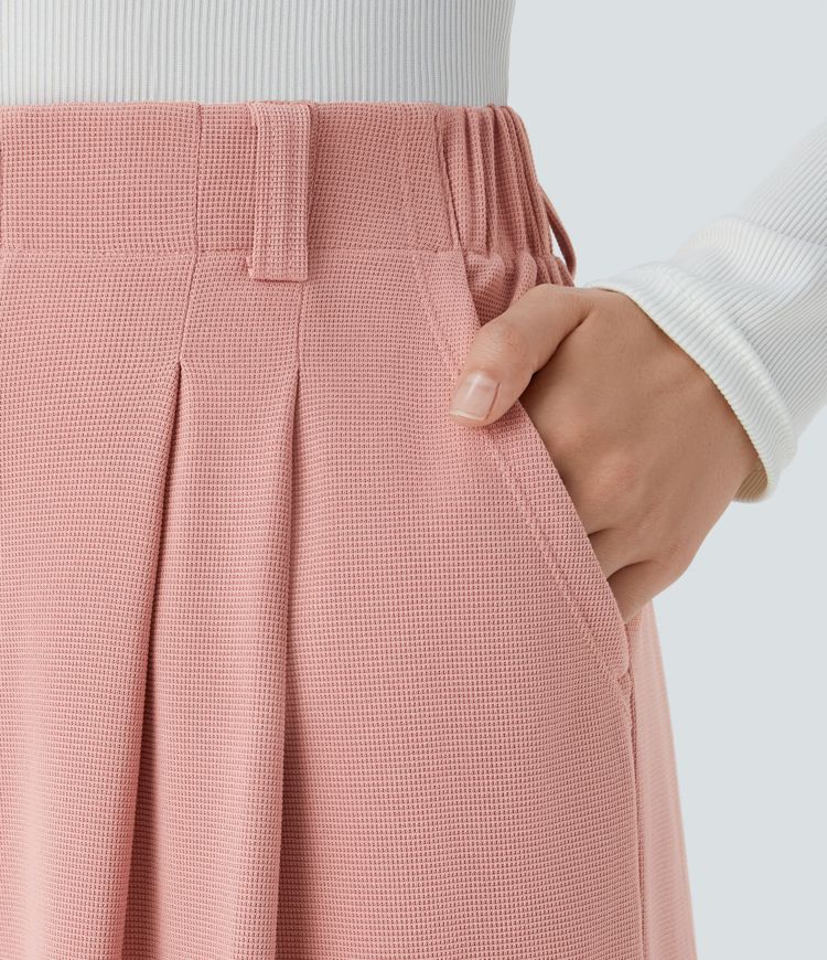 Halara Flex™ dehnbare Stoffhose mit hohem Bund, Waffelmuster, Seitentaschen und weitem Bein