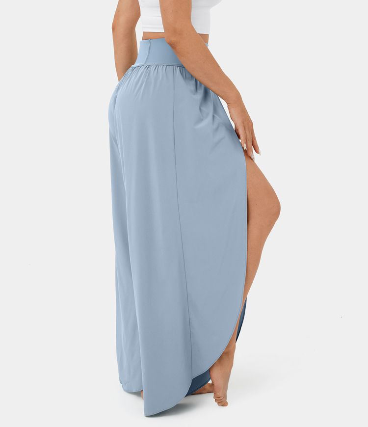 Breezeful™ High Waist Back Waistband Palazzo Flowy Split Wide Leg Quick Dry Casual Pants