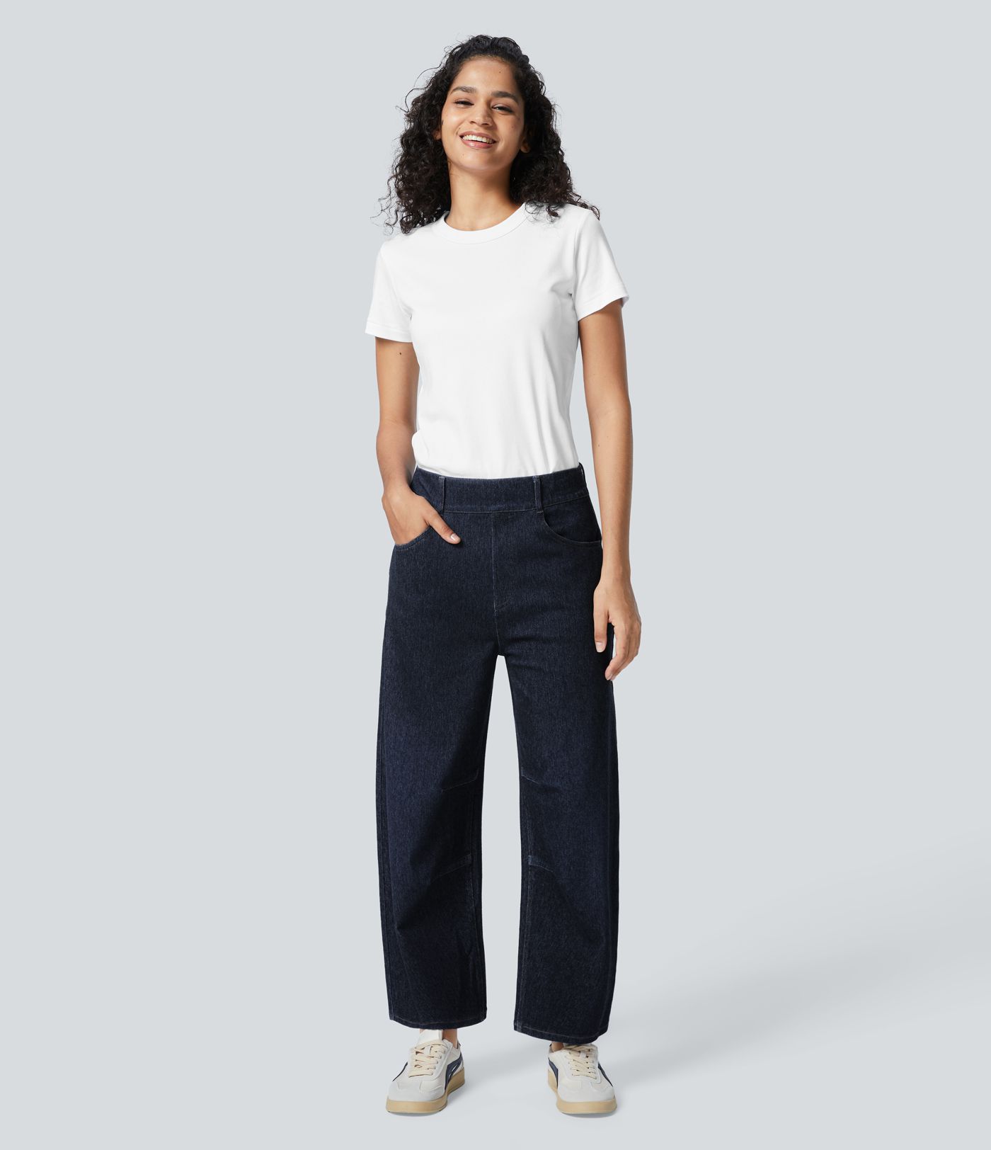 Jeans Halara Flex™ Denim oficina elástico pierna cilíndrica múltiple bolsillo tiro medio