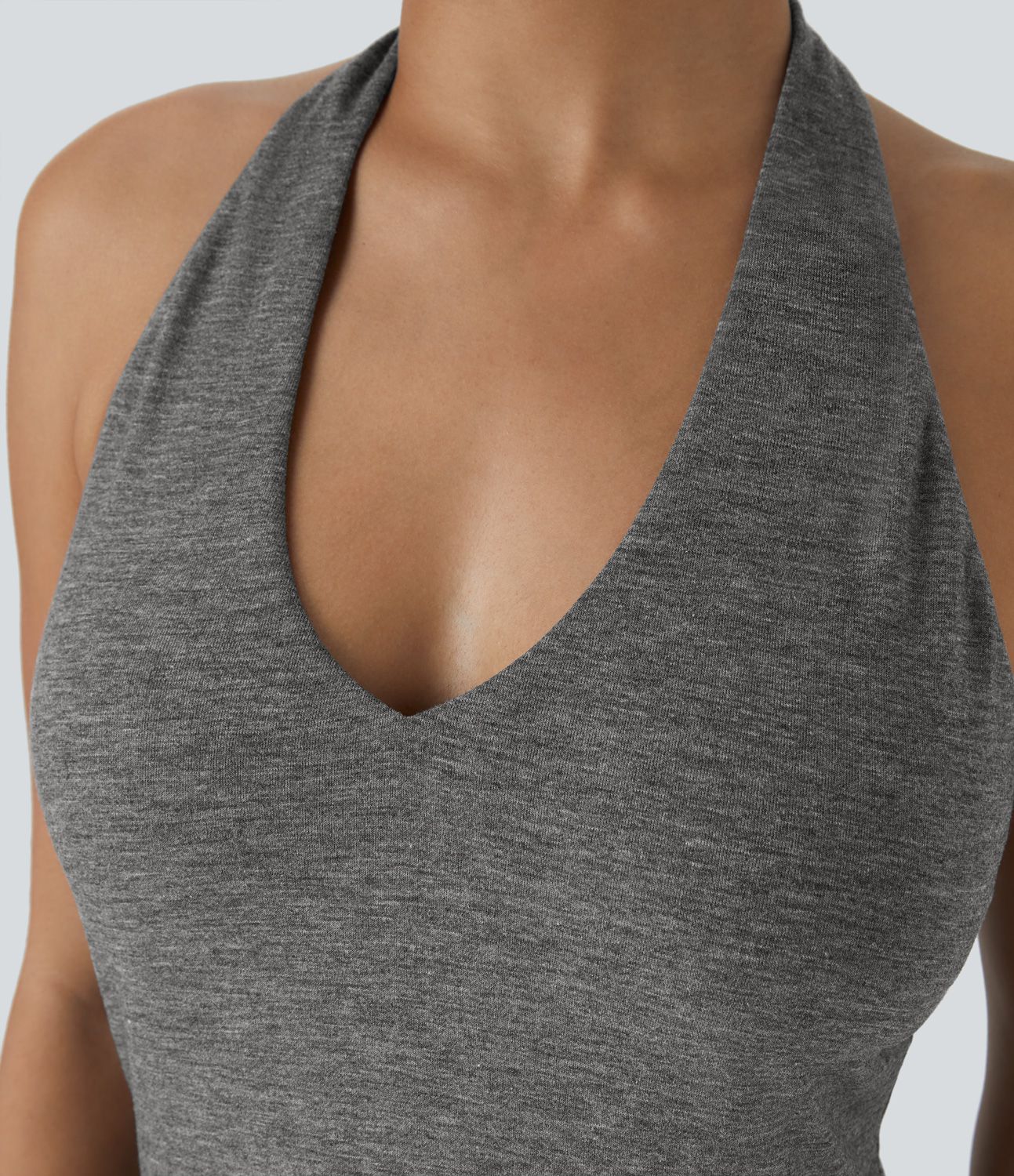 Halter Neck Backless Layered Side Pocket Casual Jumpsuit