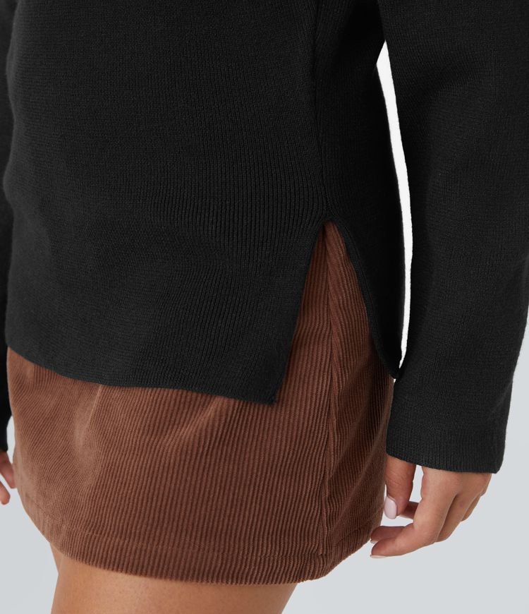 Pull de travail à épaules dénudées, manches longues et fente