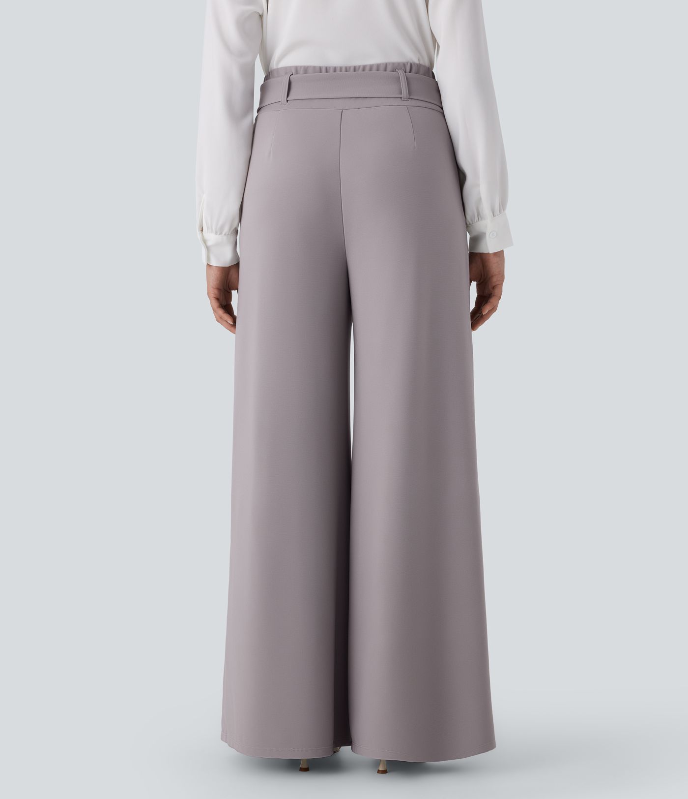 Halara Flex™ High Waisted Belted Side Pocket Wide Leg Micro Waffle Work Trousers