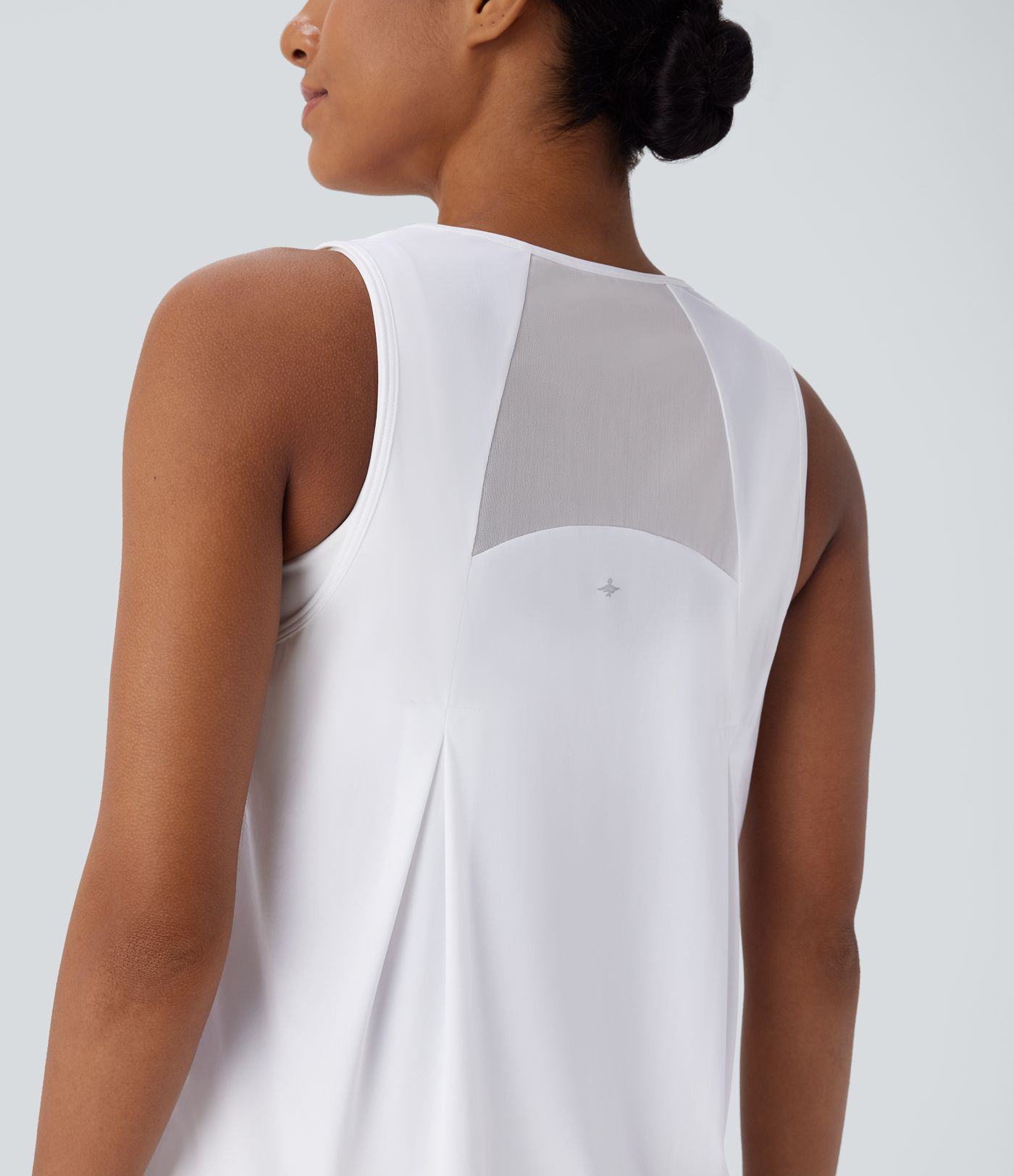 Kontrast Mesh Gebogener Saum Cool Touch Schnell Trocknender Lauf-Tanktop