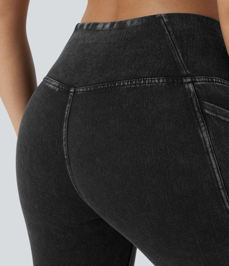 Leggings Halara Flex™ Denim oficina mezclilla elástico lavado bolsillo lateral cruzado