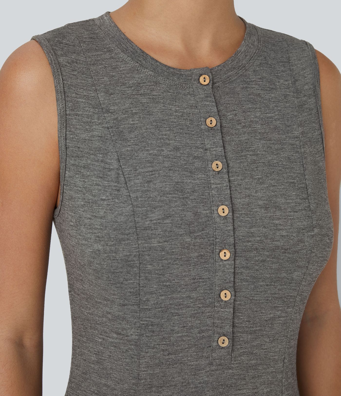 Round Neck Sleeveless Flare Maxi Casual Dress