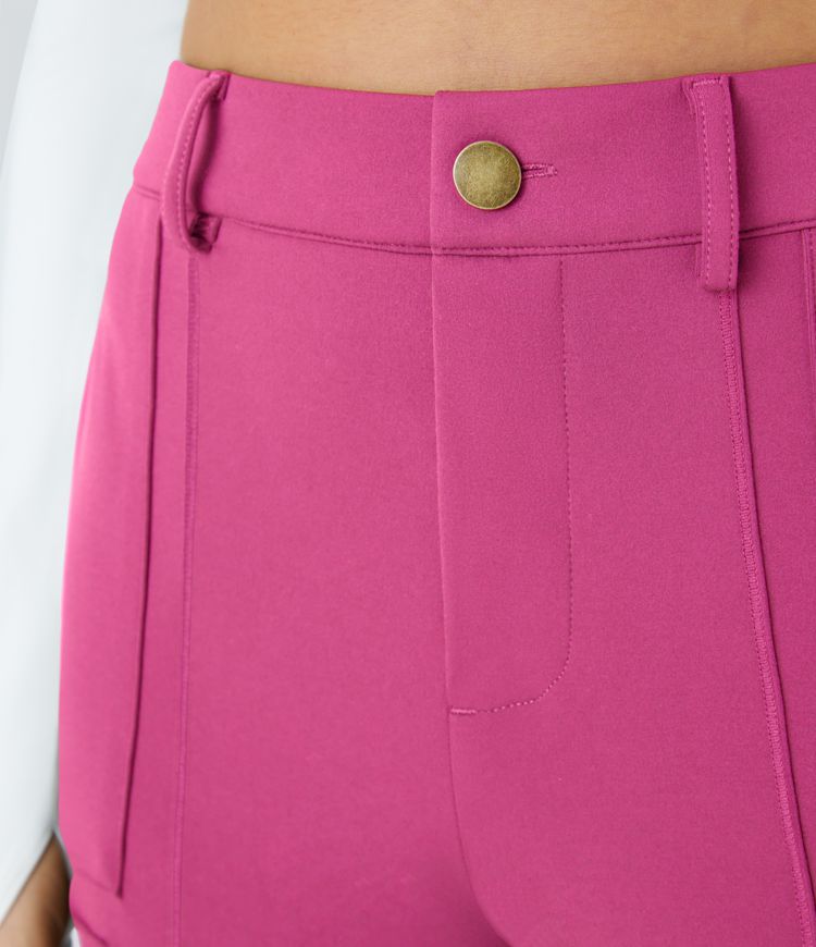 High Waisted Zipper Pockets Solid Skinny Cargo Trousers