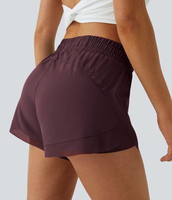 Shorts Running 7,5cm 2 en1 Taille Mi-Haute Cordon de Serrage Empiècement Mesh Contrastant 